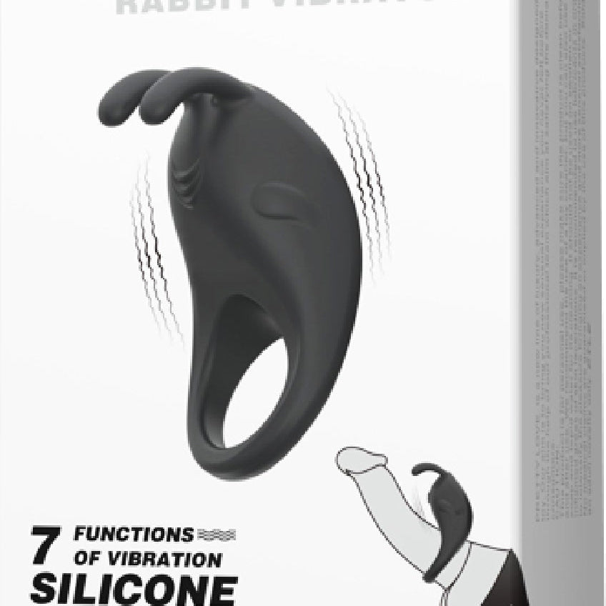Rechargeable Rabbit Vibrator Cockring (Black)