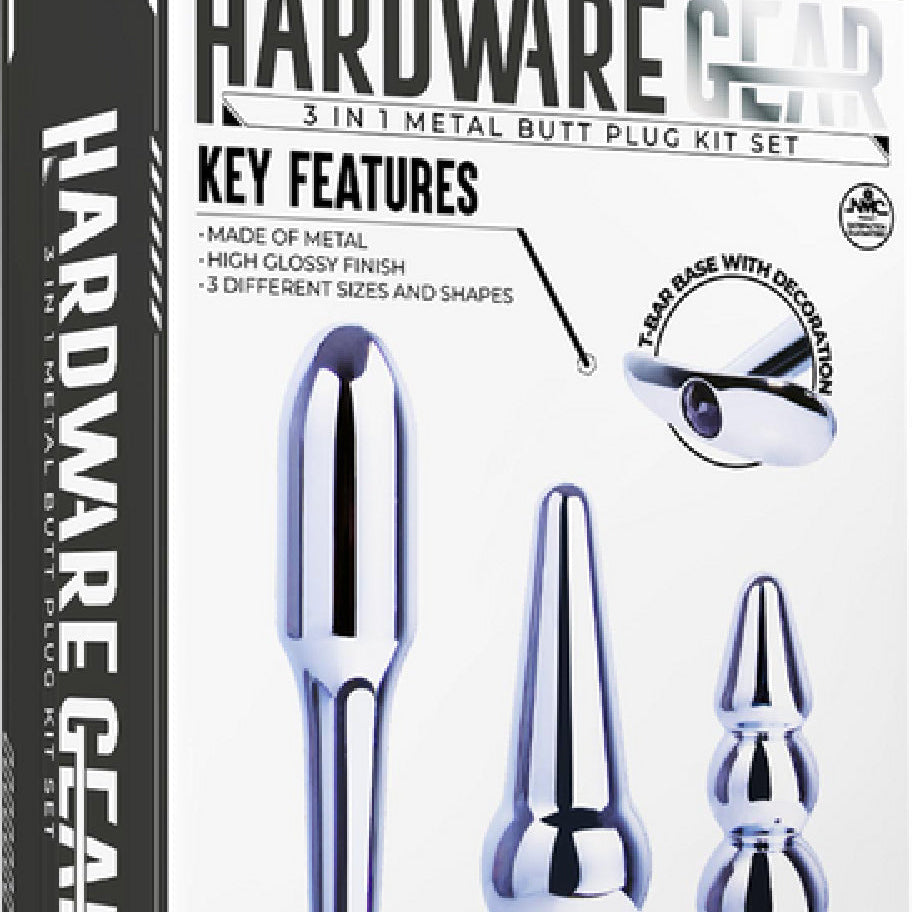 3 in 1 Metal Butt Plug Kit Set (Chrome)