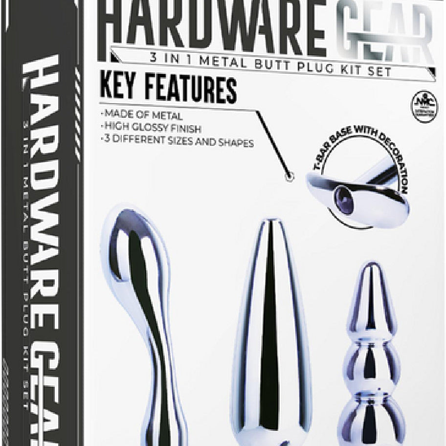 3 in 1 Metal Butt Plug Kit Set (Chrome)