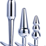 3 in 1 Metal Butt Plug Kit Set (Chrome)