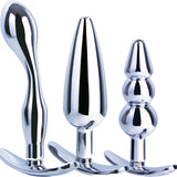 3 in 1 Metal Butt Plug Kit Set (Chrome)