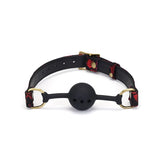 Victorian Garden: Breathable Silicone Ball Gag (1.7 inch diameter) with Lace and Vegan Leather Straps