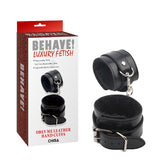 Black Adjustable PU Wrist Cuffs with Metal Hook