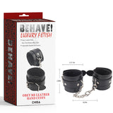 Black Adjustable PU Wrist Cuffs with Metal Hook