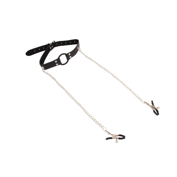 Breathable O-ring Gag with Nipple Clamps